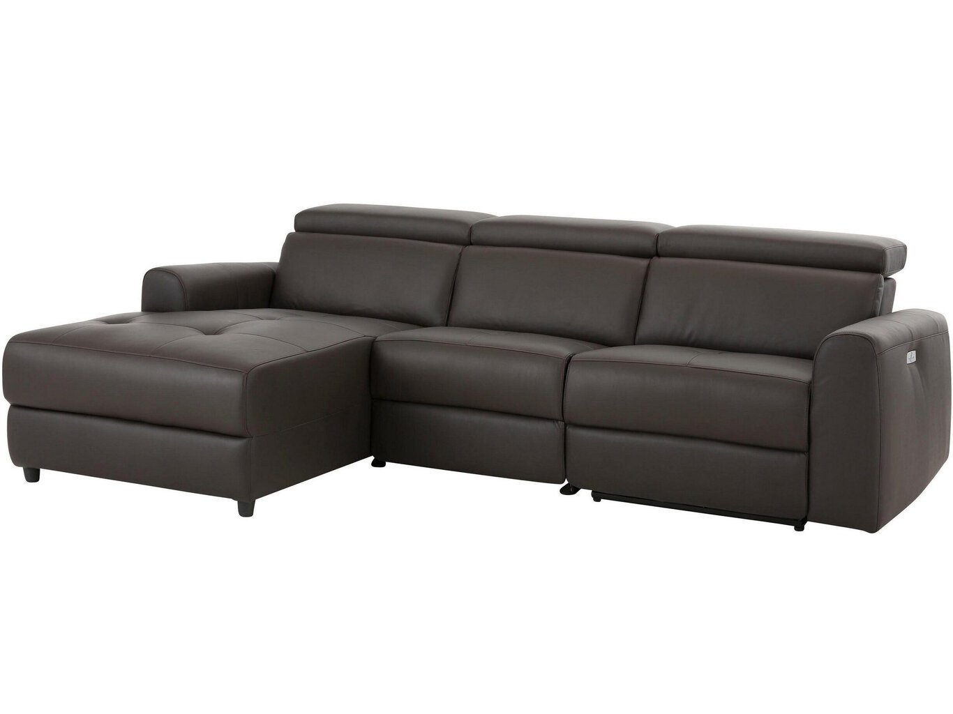Stūra dīvāns ar elektriskās atpūtas funkciju Notio Living Capena, mākslīgā āda, tumši brūns цена и информация | Stūra dīvāni | 220.lv