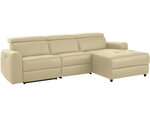 Stūra dīvāns ar elektrisko atpūtas funkciju Notio Living Capena, mākslīgā āda, krēmkrāsas