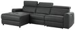 Stūra dīvāns ar elektrisko atpūtas funkciju Notio Living Capena, mākslīgā āda, tumši pelēks cena un informācija | Stūra dīvāni | 220.lv