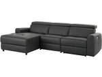 Stūra dīvāns ar elektrisko atpūtas funkciju Notio Living Capena, mākslīgā āda, tumši pelēks