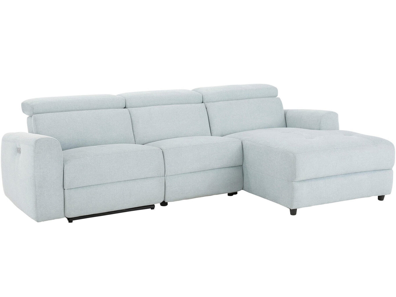 Stūra dīvāns ar elektrisko atpūtas funkciju Notio Living Capena, gobelēns, zilgans цена и информация | Stūra dīvāni | 220.lv