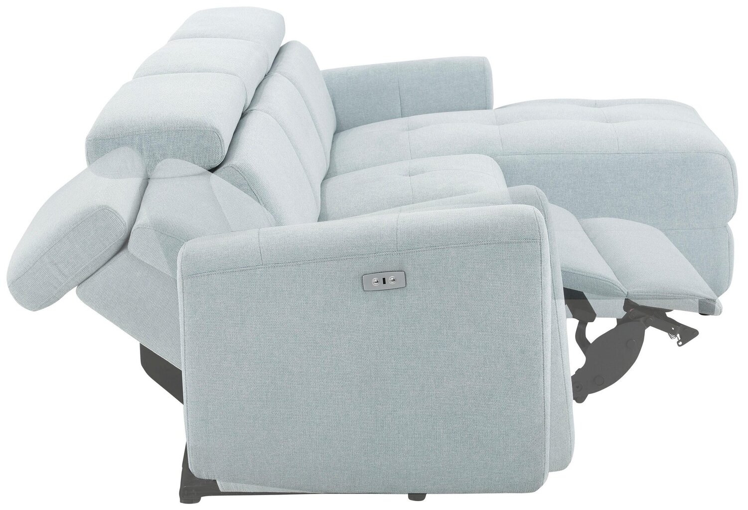Stūra dīvāns ar elektrisko atpūtas funkciju Notio Living Capena, gobelēns, zilgans cena un informācija | Stūra dīvāni | 220.lv