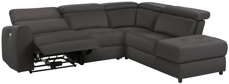 Piecvietīgs stūra dīvāns ar elektriskās atpūtas funkciju Notio Living  Capena, mākslīgā āda, brūns cena | 220.lv