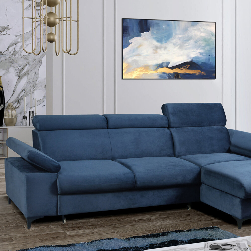 Mīkstais stūra dīvāns Selsey Millefolium, zils cena un informācija | Stūra dīvāni | 220.lv