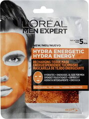 Mitrinoša sejas maska ​​vīriešiem L'Oreal Paris Men Expert Hydra Energetic, 32 g cena un informācija | Sejas maskas, acu maskas | 220.lv