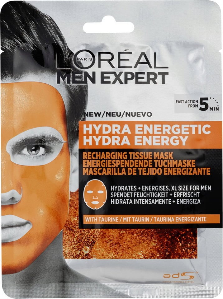 Mitrinoša sejas maska ​​vīriešiem L'Oreal Paris Men Expert Hydra Energetic, 32 g цена и информация | Sejas maskas, acu maskas | 220.lv
