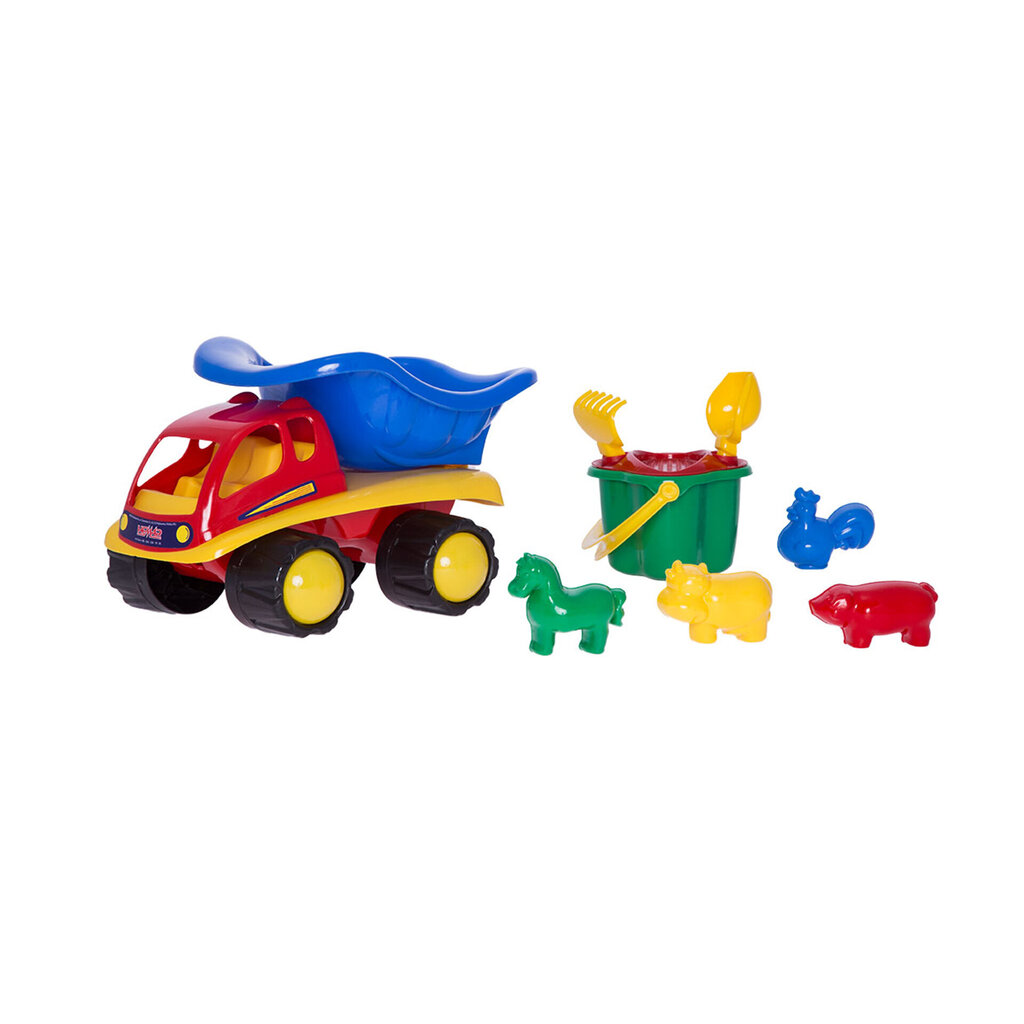 Smilšu rotaļlietu komplekts ar pašizgāzēju, 8 gab cena un informācija | Ūdens, smilšu un pludmales rotaļlietas | 220.lv