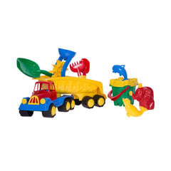 Smilšu rotaļlietu komplekts ar rotaļu mašīnu un smilšu pilis rotaļlietām cena un informācija | Ūdens, smilšu un pludmales rotaļlietas | 220.lv
