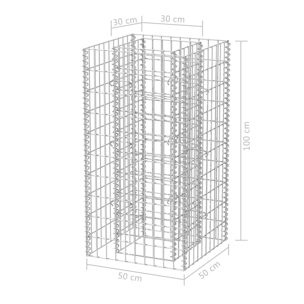 Gabiona puķu pods, tērauds, 50x50x100 cm cena un informācija | Puķu podi | 220.lv