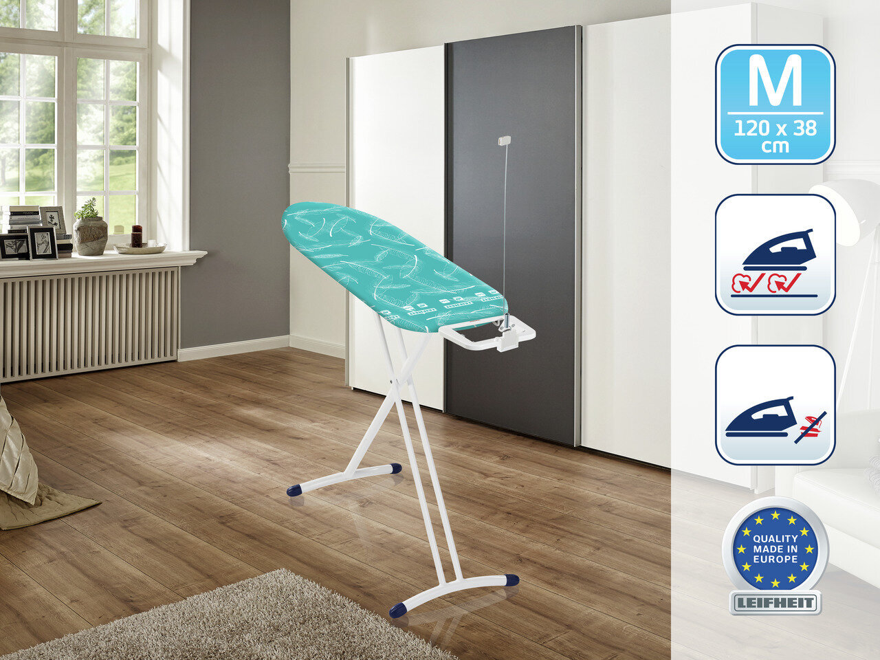 LEIFHEIT Gludināmais dēlis Air Board M Solid 120x38cm cena un informācija | Veļas gludināšana | 220.lv