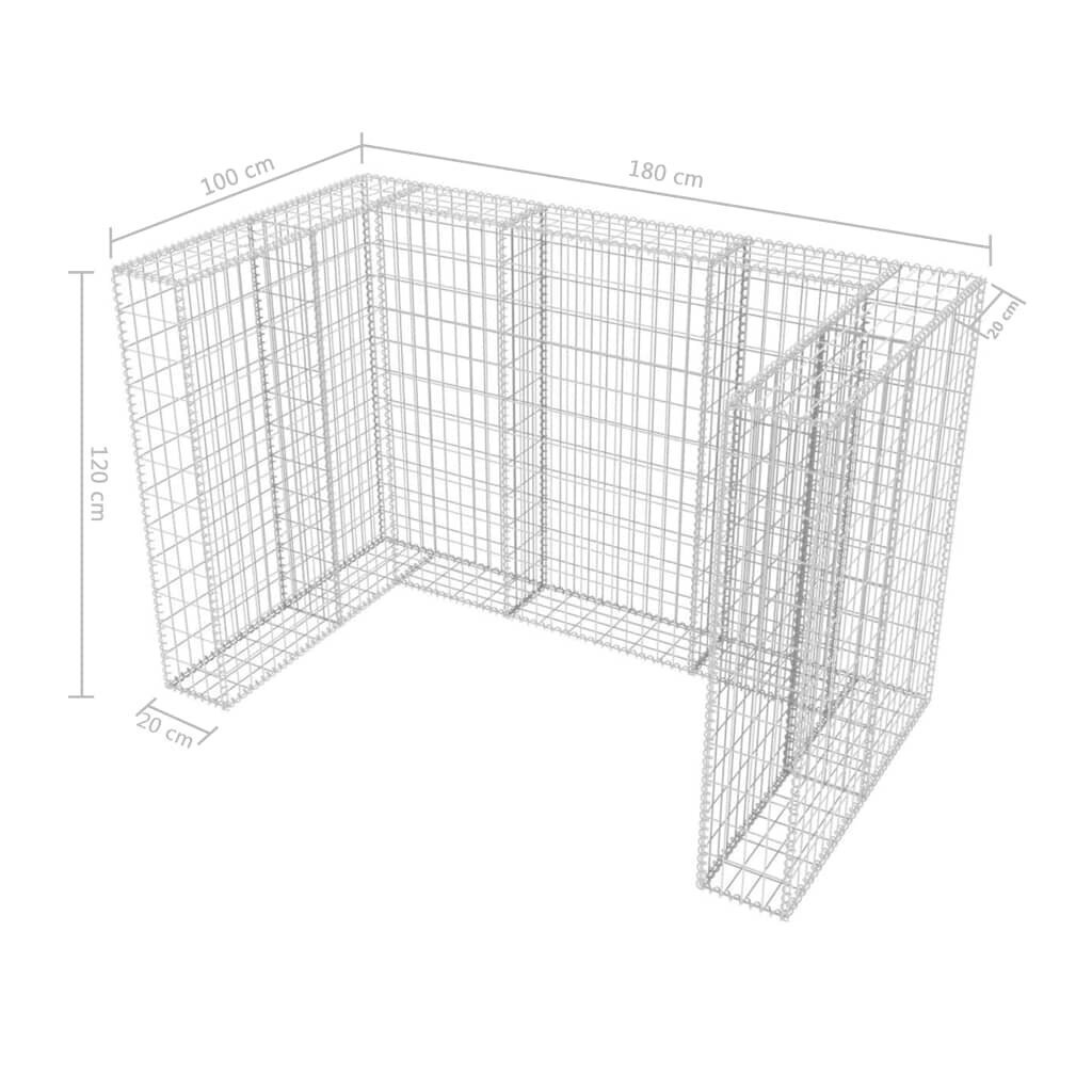 Gabions 2 atkritumu konteineriem, tērauds, 180x100x120 cm cena un informācija | Komposta kastes un āra konteineri | 220.lv