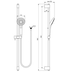 Душевой набор Ideal Standard IdealRain, Evo Round, 900 мм, 3-х функциональная лейка, d110 мм, B2237AA цена и информация | Душевые комплекты и панели | 220.lv