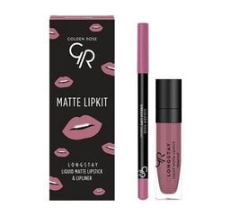 Lūpu grima komplekts Golden Rose Longstay matte Lipkit Blush Pink: matēta šķidra lūpu krāsa Longstay Liquid Matte Nr 03 5,5 g + lūpu zīmulis Dream Lips Liner Nr 535 1,6 g cena un informācija | Lūpu krāsas, balzāmi, spīdumi, vazelīns | 220.lv