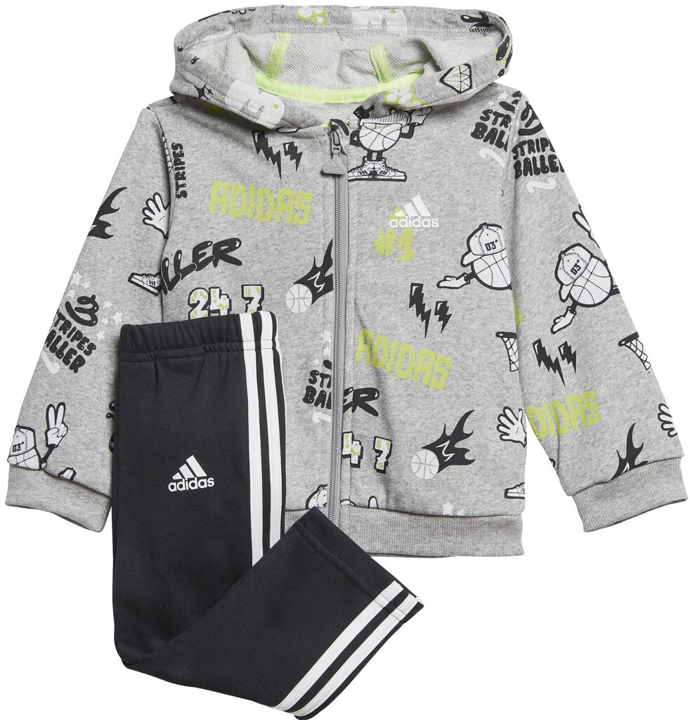 Adidas sporta tērps I Grap Fz Hd Ft1 Grey Black cena un informācija | Komplekti zēniem | 220.lv