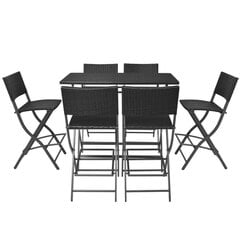 Комплект уличной мебели для столовой зоны, 7 ч., искусственный ротанг, черный цена и информация | Комплекты уличной мебели | 220.lv