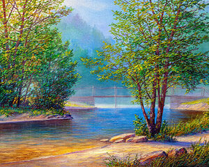 Набор для рисования картины - живопись по номерам ТМ TSVETNOY MG2151e Река в лесу 40x50 см цена и информация | Живопись по номерам | 220.lv