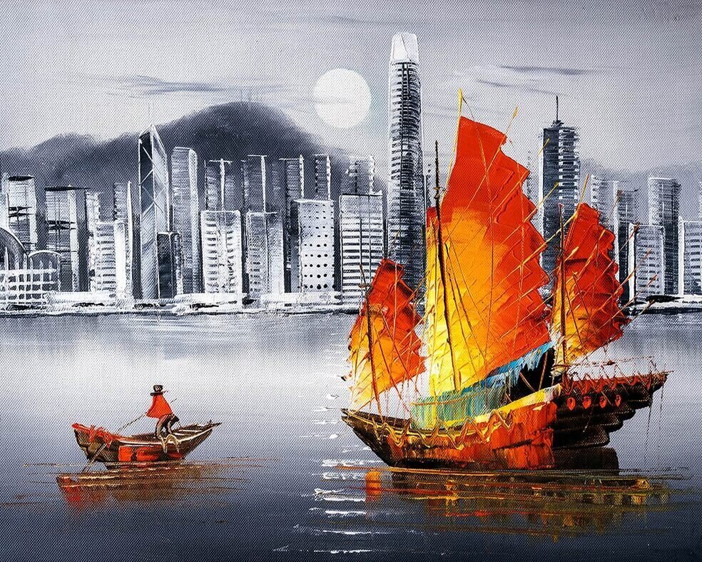 Glezna pēc numuriem TM Tsvetnoy - Honkonga naktī MG2164e 40x50 cm cena un informācija | Gleznas pēc numuriem | 220.lv