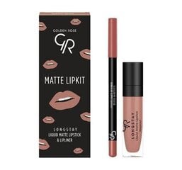 Lūpu grima komplekts Golden Rose Longstay matte Lipkit Warm Nude: matēta šķidra lūpu krāsa Longstay Liquid Matte Nr 13 5,5 g + lūpu zīmulis Dream Lips Liner Nr 503 1,6 g cena un informācija | Lūpu krāsas, balzāmi, spīdumi, vazelīns | 220.lv