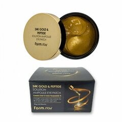 Hidrogēla patči acīm ar 24-x karātu zeltu un peptīdiem FARM STAY 24K Gold & Peptide Solutionampoule Eye Patch 90g цена и информация | Маски для лица, патчи для глаз | 220.lv