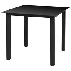 Садовый обеденный стол, стекло, алюминий, 80x80x74 см, черный цена и информация | Столы для сада | 220.lv