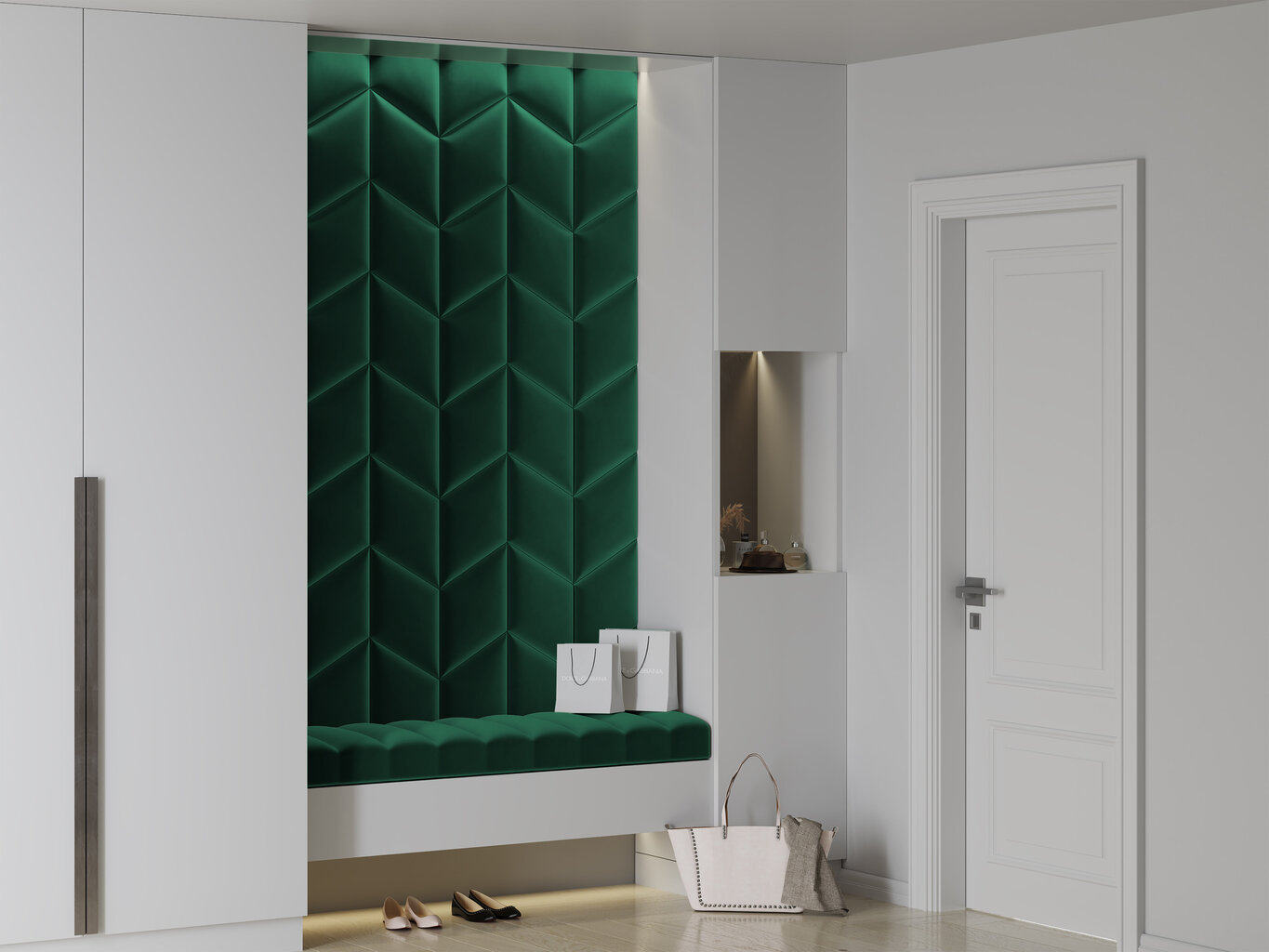 Mīkstas sienas plāksnes, 3 gab., Cosmopolitan Design Makira R7, zaļas cena un informācija | Mīkstie sienas paneļi | 220.lv