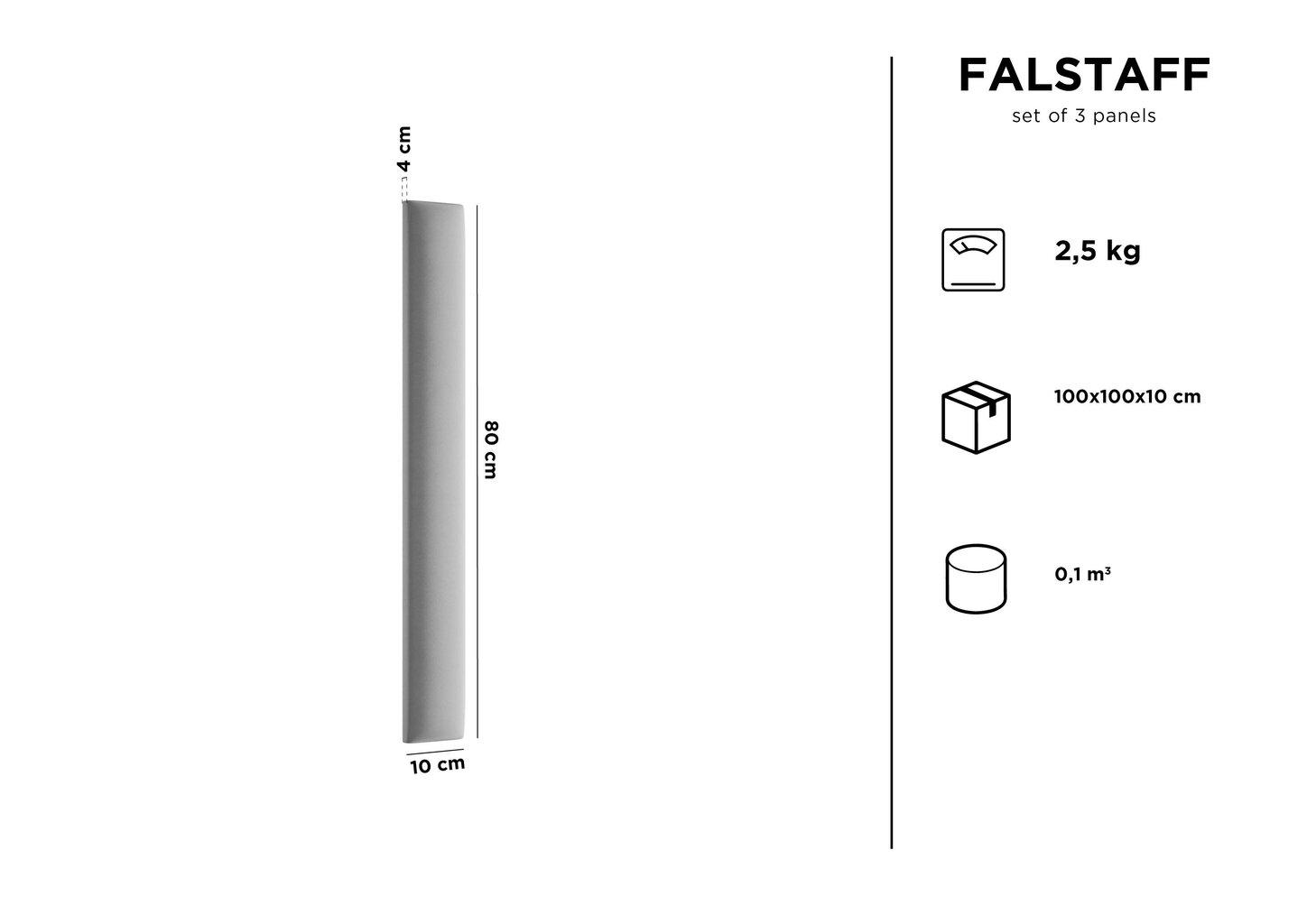 Mīkstas sienas plāksnes, 3 gab., Kooko Home Falstaff L4, melnas cena un informācija | Mīkstie sienas paneļi | 220.lv