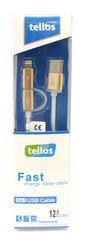 USB kabelis Tellos TPE 2in1 microUSB-Lightning zelts, 1.2m цена и информация | Кабели для телефонов | 220.lv