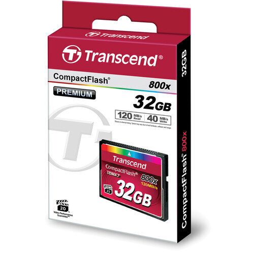 MEMORY COMPACT FLASH 32GB/800X TS32GCF800 TRANSCEND цена и информация | Atmiņas kartes fotokamerām | 220.lv