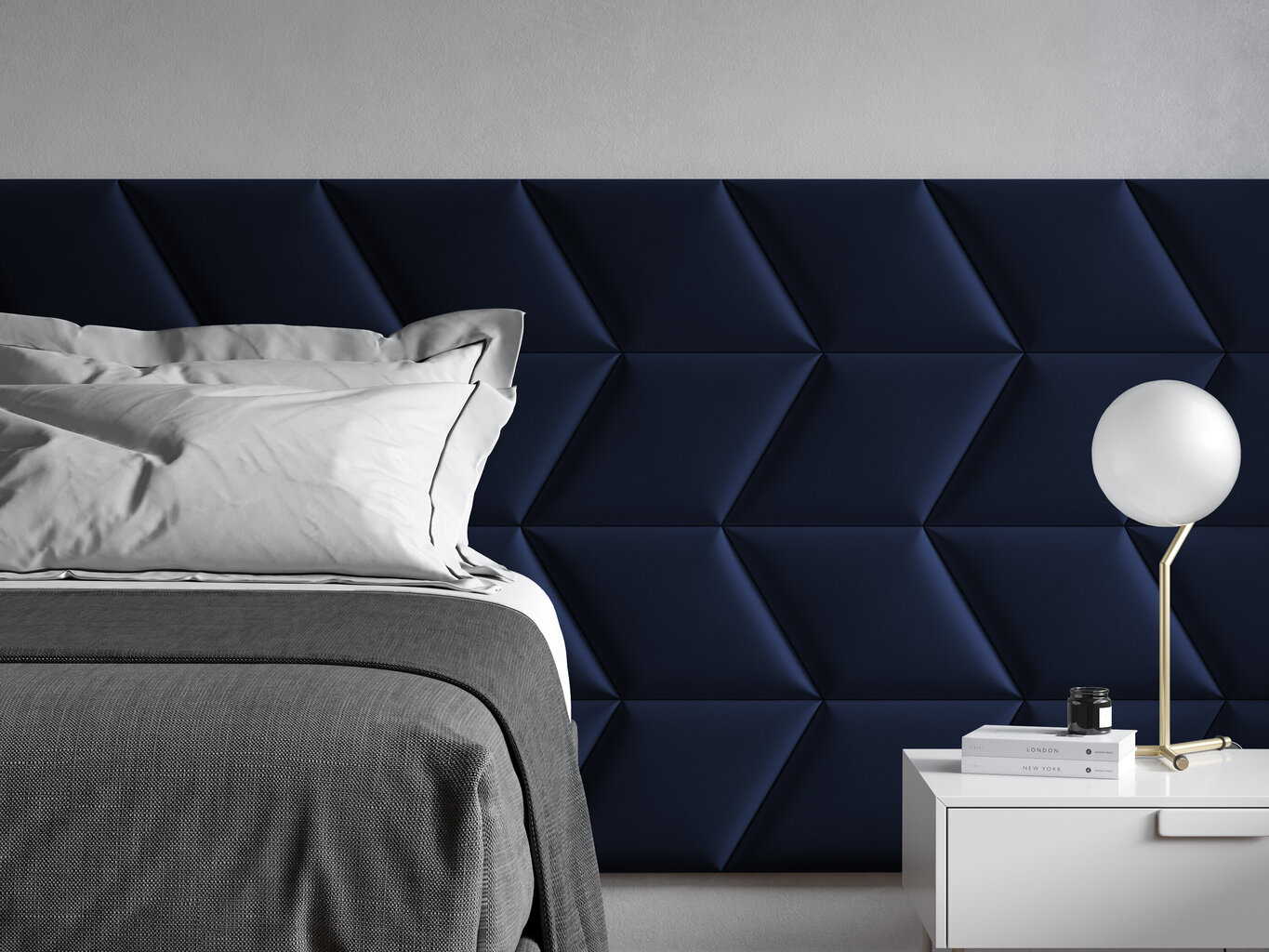 Mīkstas sienas plāksnes, 3 gab., Mazzini Sofas Malva L6, zilas cena un informācija | Mīkstie sienas paneļi | 220.lv