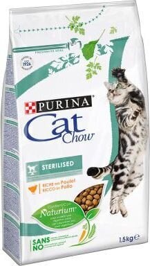 CAT CHOW pieaugušiem kastrētiem/sterilizētiem kaķiem 1,5kg cena un informācija | Sausā barība kaķiem | 220.lv