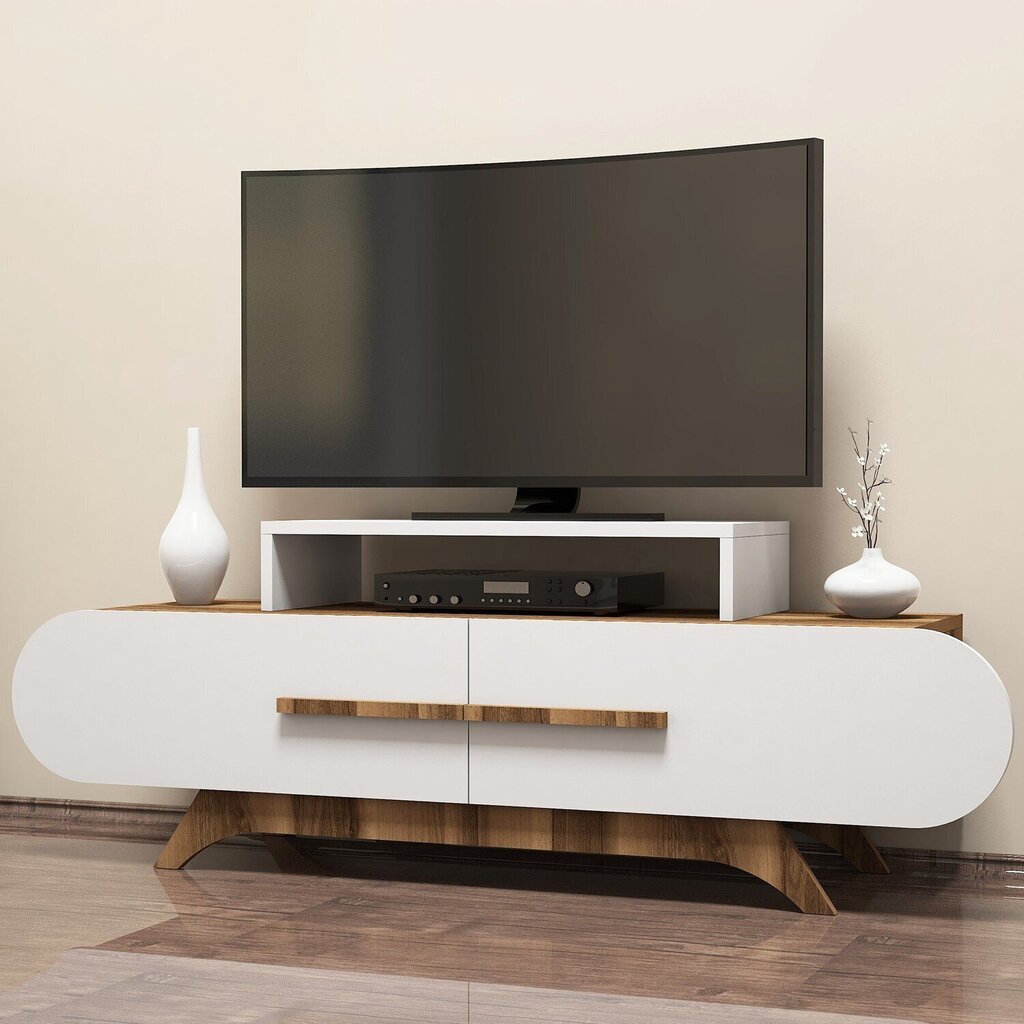 TV galdiņš Rose, balts/brūns cena un informācija | TV galdiņi | 220.lv