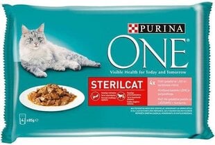 ONE konservs kaķiem STERIL (lasis/burkāni) 4*85g цена и информация | Консервы для котов | 220.lv