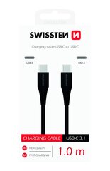Swissten Basic Universāls Quick Charge 3.1 USB-C uz USB-C Datu un Uzlādes Kabelis 1m Melns цена и информация | Кабели для телефонов | 220.lv