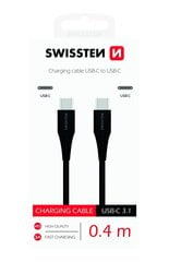 Swissten Basic Universāls Quick Charge 3.1 USB-C uz USB-C Datu un Uzlādes Kabelis 0.4m Melns cena un informācija | Savienotājkabeļi | 220.lv