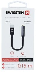 Swissten USB-C uz 3.5mm Audio Adapteris Telefoniem 15 cm Melns cena un informācija | Adapteri un USB centrmezgli | 220.lv