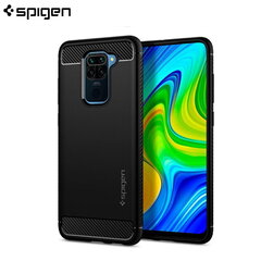 Spigen Rugged Armor īpaši elegants un izturīgs TPU aizmugures maks-apvalks priekš Xiaomi Redmi Note 9 Melns cena un informācija | Telefonu vāciņi, maciņi | 220.lv