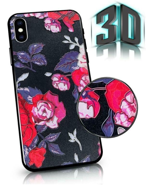 Mocco Flowers Aizmugurējais Apvalks 3D Priekš Apple Iphone 7 / 8 Melns cena un informācija | Telefonu vāciņi, maciņi | 220.lv