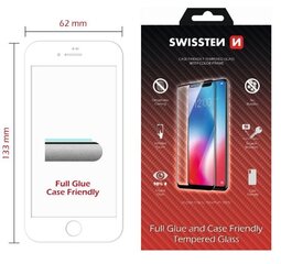 Swissten Full Face 5D Tempered Glass Aizsargstikls Pilnam Ekrānam Apple iPhone 7 / 8 Balts cena un informācija | Ekrāna aizsargstikli | 220.lv