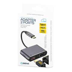 Адаптер Platinet 45224 USB-C - HDMI/VGA цена и информация | Адаптеры и USB разветвители | 220.lv