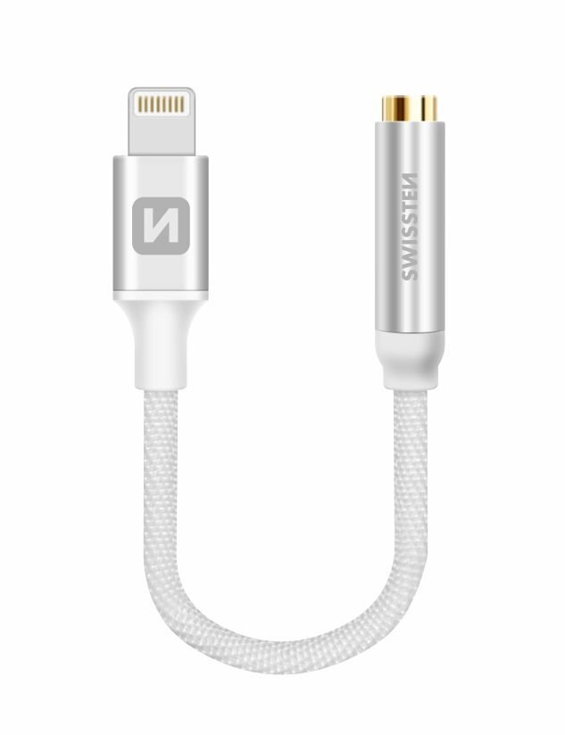 Swissten Lightning uz 3.5mm Audio Adapteris iPhone un iPad 15 cm Sudraba cena un informācija | Adapteri un USB centrmezgli | 220.lv