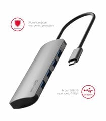 Swissten USB-C Sadalītājs 4in1 ar 4 USB 3.0 ligzdām / Alumīnija korpuss цена и информация | Адаптеры и USB разветвители | 220.lv