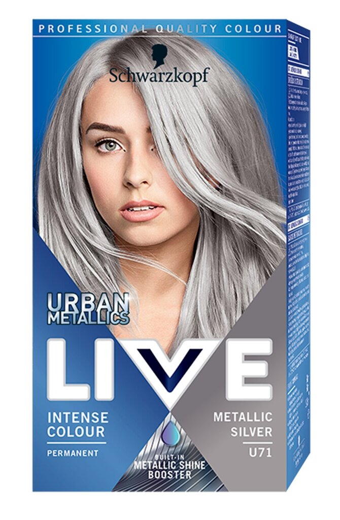 Matu krāsa Schwarzkopf Live Urban Metallics, U71 Metalic Silver cena un informācija | Matu krāsas | 220.lv