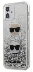 Чехол для телефона Karl Lagerfeld KLHCP12SKCGLSL Liquid Glitter 2 Heads для Apple iPhone 12 Mini, серебристый цена и информация | Чехлы для телефонов | 220.lv