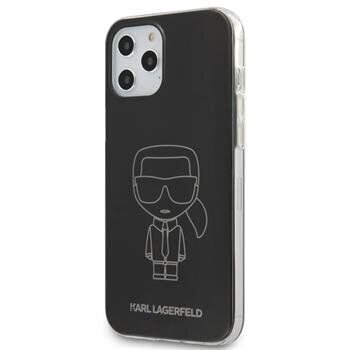 Karl Lagerfeld KLHCP12MPCUMIKBK Iconic Outline Aizsargapvalks Apple iPhone 12 / 12 Pro Melns cena un informācija | Telefonu vāciņi, maciņi | 220.lv