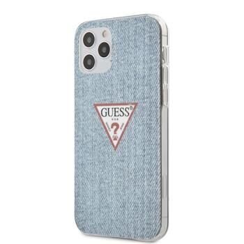 Guess GUHCP12MPCUJULLB Denim Triangle Aizsargapvalks Apple iPhone 12 / 12 Pro Zils cena un informācija | Telefonu vāciņi, maciņi | 220.lv