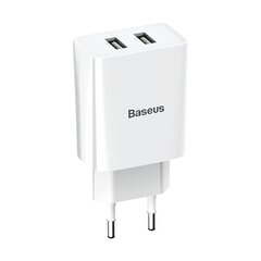 Сетевая зарядка Baseus Speed Mini Dual U Charger 10.5W белая CCFS-R02 цена и информация | Зарядные устройства для телефонов | 220.lv