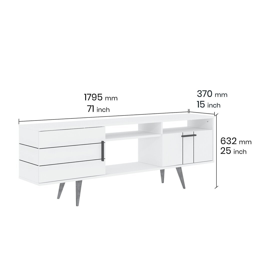 TV galdiņš Termini, 179,5 cm, balts cena un informācija | TV galdiņi | 220.lv