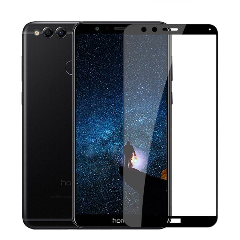Hallo Full Face 5D Tempered Glass Aizsargstikls ar rāmi Huawei Y9 (2018) Melns cena un informācija | Ekrāna aizsargstikli | 220.lv
