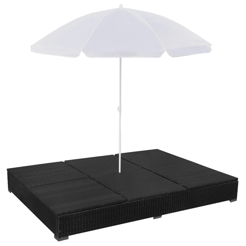Zvilnis ar lietussargu, poliuretāns, melns cena un informācija | Sauļošanās krēsli | 220.lv