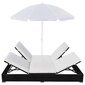 Zvilnis ar lietussargu, poliuretāns, melns cena un informācija | Sauļošanās krēsli | 220.lv